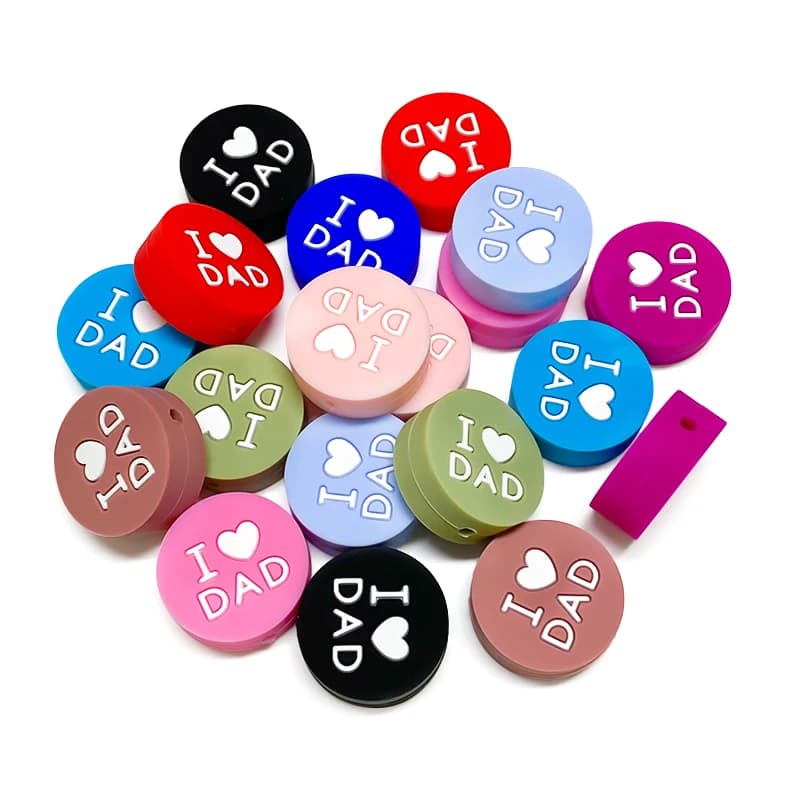 10 pezzi Love DAD Perline in silicone Bambini Dentizione Giocattoli per bambini Massaggiagengive in silicone per uso alimentare Ciuccio fai da te Accessori giocattolo