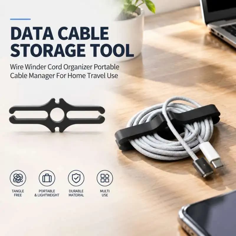 Data Cable Storage Tool Wire Winder Cord Organizer Portable Cable Manager For Home Travel Use