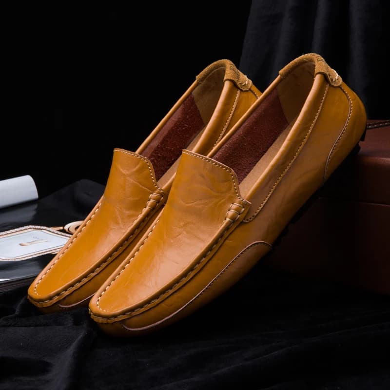 Mocassini da uomo in pelle traforati, taglie grandi, casual, slip-on