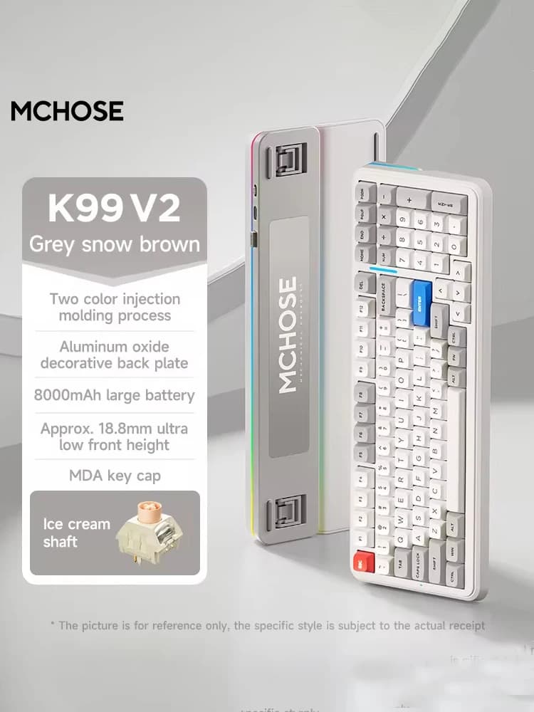 MCHOSE K99 V2 Wireless Gasket Mount Mechanical Keyboard Customized Gaming Office Keyboard RGB Tri-Mode 8000mAh Hot Swappable