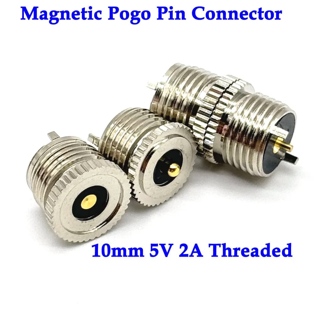 2Pin Waterproof Magnetic Pogo Pin Connector 10mm Threaded 2A 5V Pitch Male Female Spring Loaded DC Power Socket