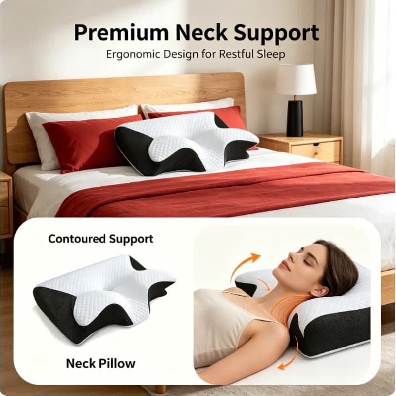 Cuscino Cervicale Ortopedico a Forma di Farfalla in Memory Foam a Lento Ritorno, Cuscino Ergonomico per Alleviare il Dolore al Collo