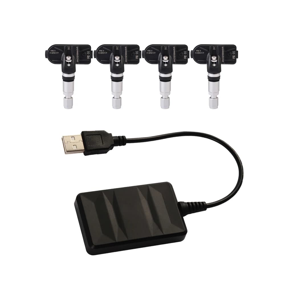 Monitor di Pressione Pneumatici USB per Navigazione Android, Sistema di Allarme e Monitoraggio Pressione Pneumatici/Trasmissione Digitale Wireless