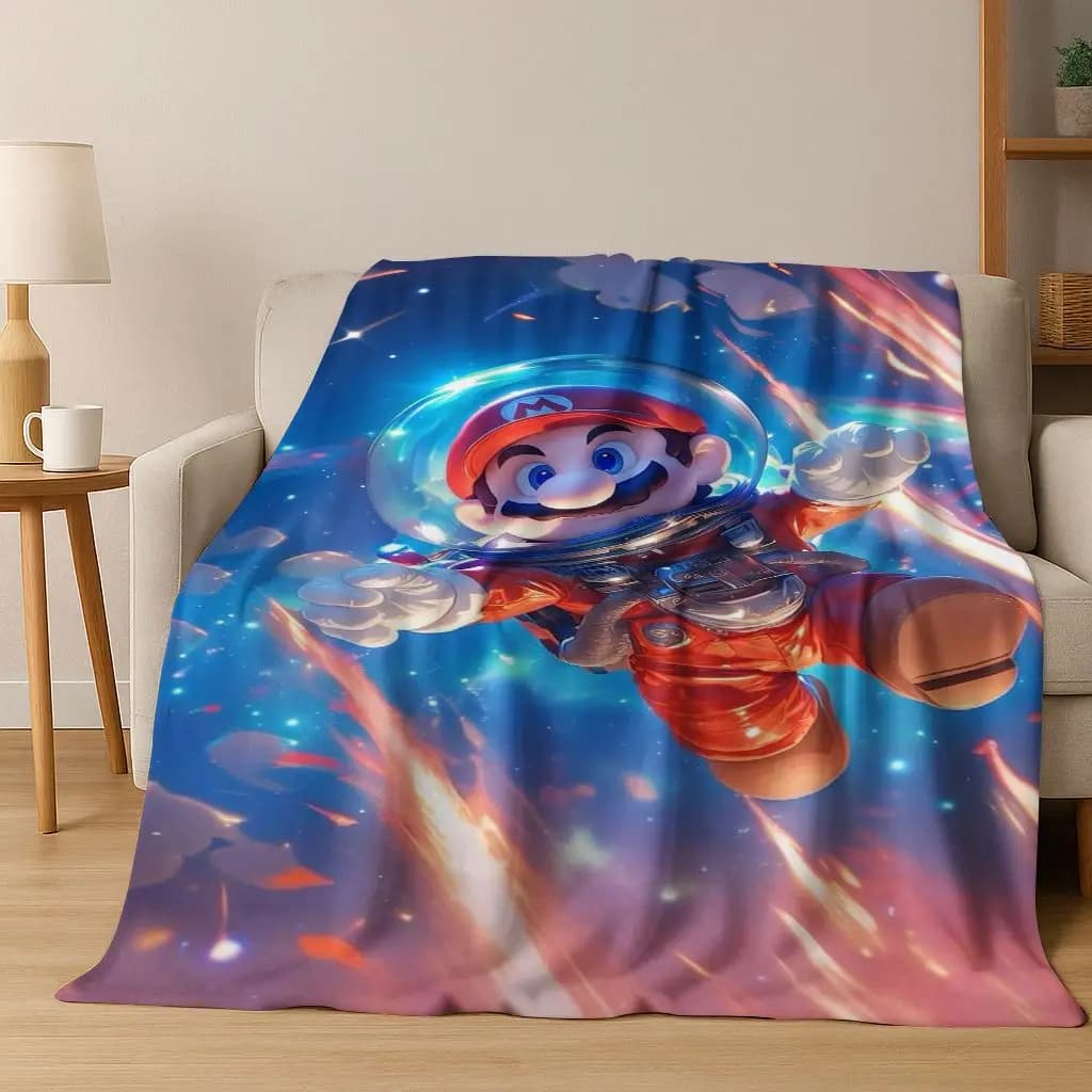 Coperta in flanella regalo cartone animato Mario 3D, coperta morbida calda e accogliente per la casa, camera da letto, divano letto, viaggio, picnic, ufficio, copertura per bambini