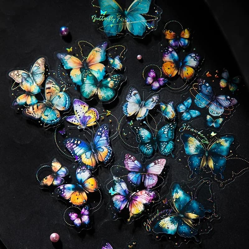 20Pcs PET Sticker Pian Butterfly Blossoms Handbook Packing Material Gift Decorative Paper Supplies Scrapbook Cut 14*8CM