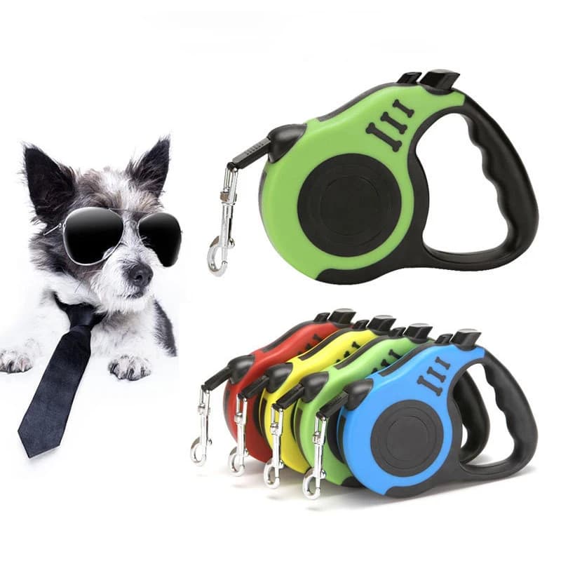 Dispositivo di trazione per animali domestici retrattile automatico portatile da 3 m/5 m Accessori di sicurezza per cani in nylon liscio ed elegante per escursioni all'aperto