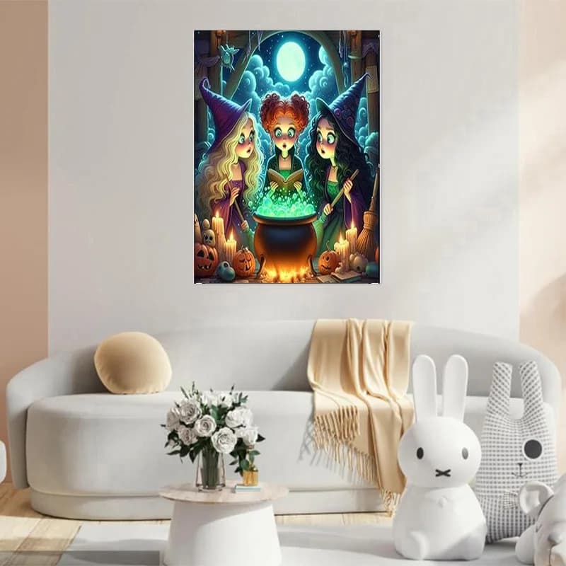Kit di pittura diamante per adulti AB Halloween, kit artistico fai da te 5D per principianti, adatto per la decorazione della parete delle feste
