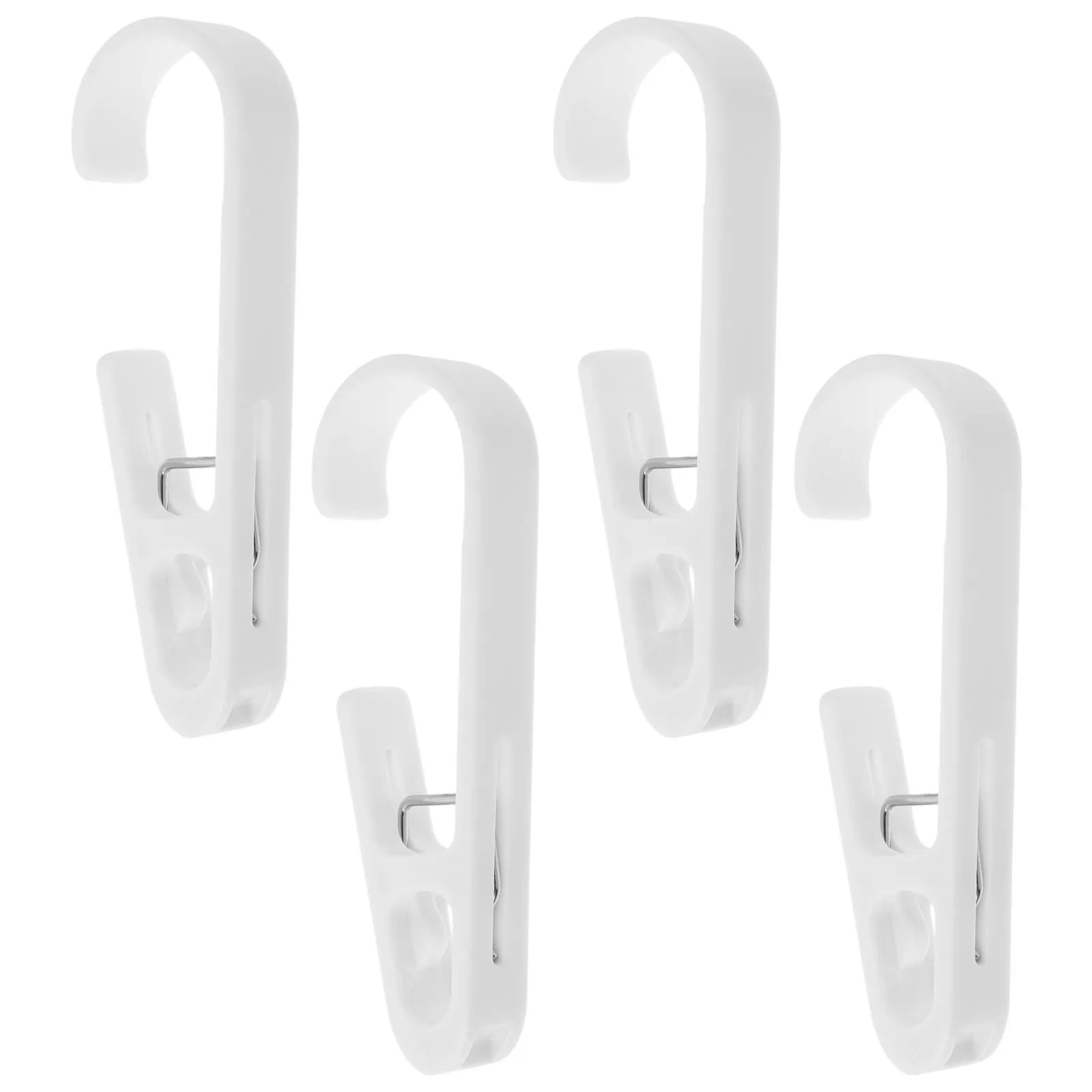 4Pcs Multifunctional Bathroom Hanging Clips Clothes Hangers ABS Strong Load Clips for Balcony Curtain Socks Pants Scarf