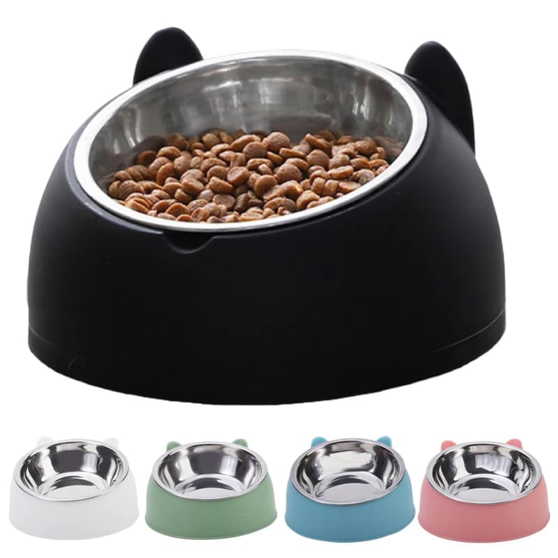 Ciotola per Gatti Creativa e Graziosa, Inclinata, in Acciaio Inox, per Alimentazione di Gattini e Cuccioli, Abbeveratoio per Cani e Gatti