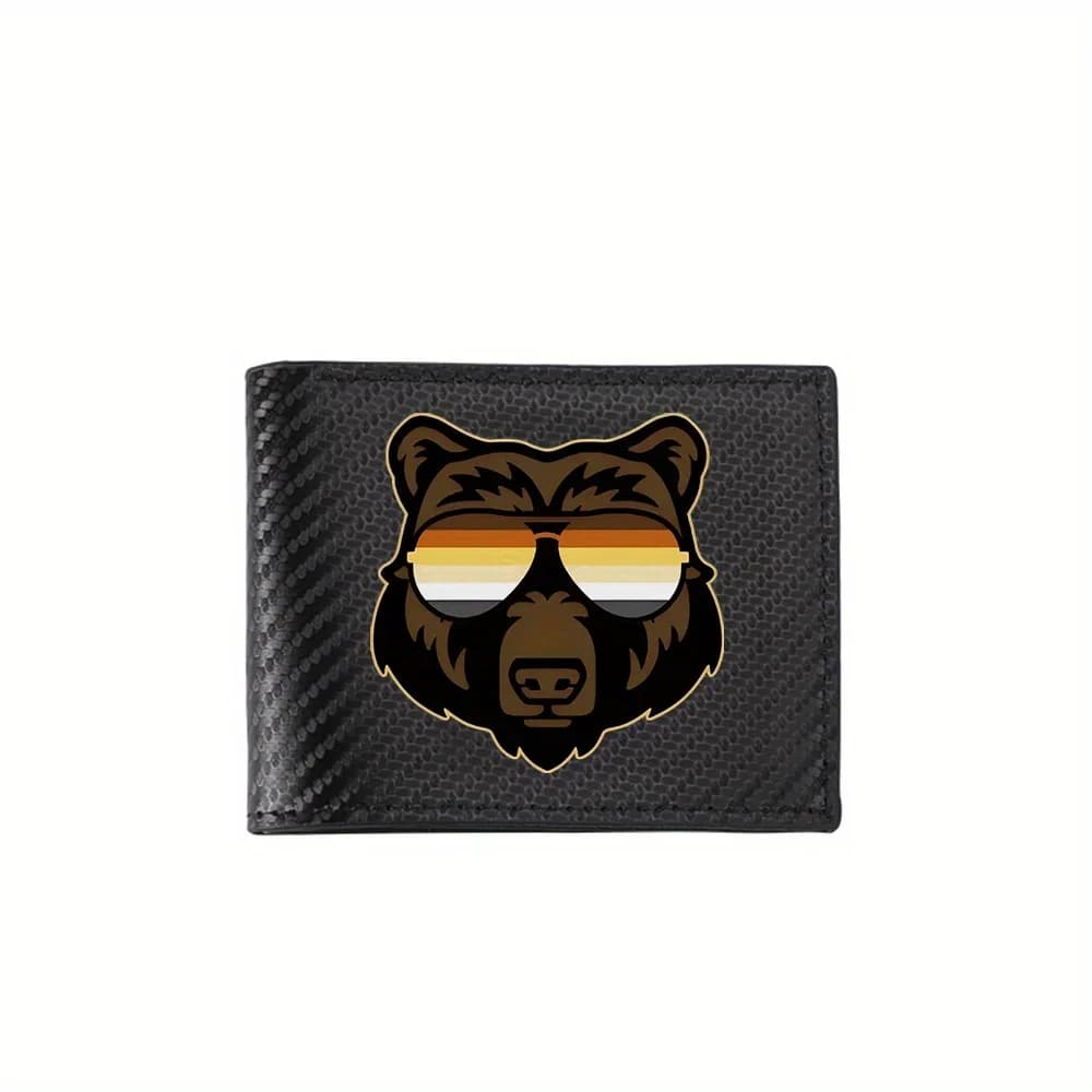 Orso con sfumature stile distintivo fresco Portafogli da uomo Business semplice Design moderno ed elegante con stampa Regali per padre fidanzato Cristo