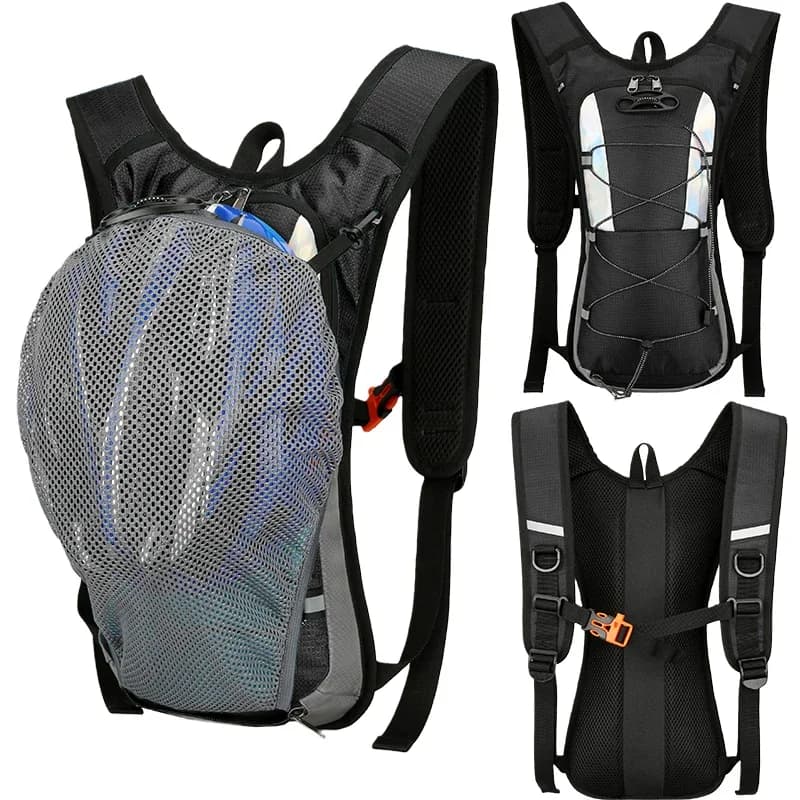 Bike cycling backpack, with helmet network, Day Pack, Water bag storage bag, running, jogging, hiking, climbing, cross-country, triathlon, Anti shock, breathable