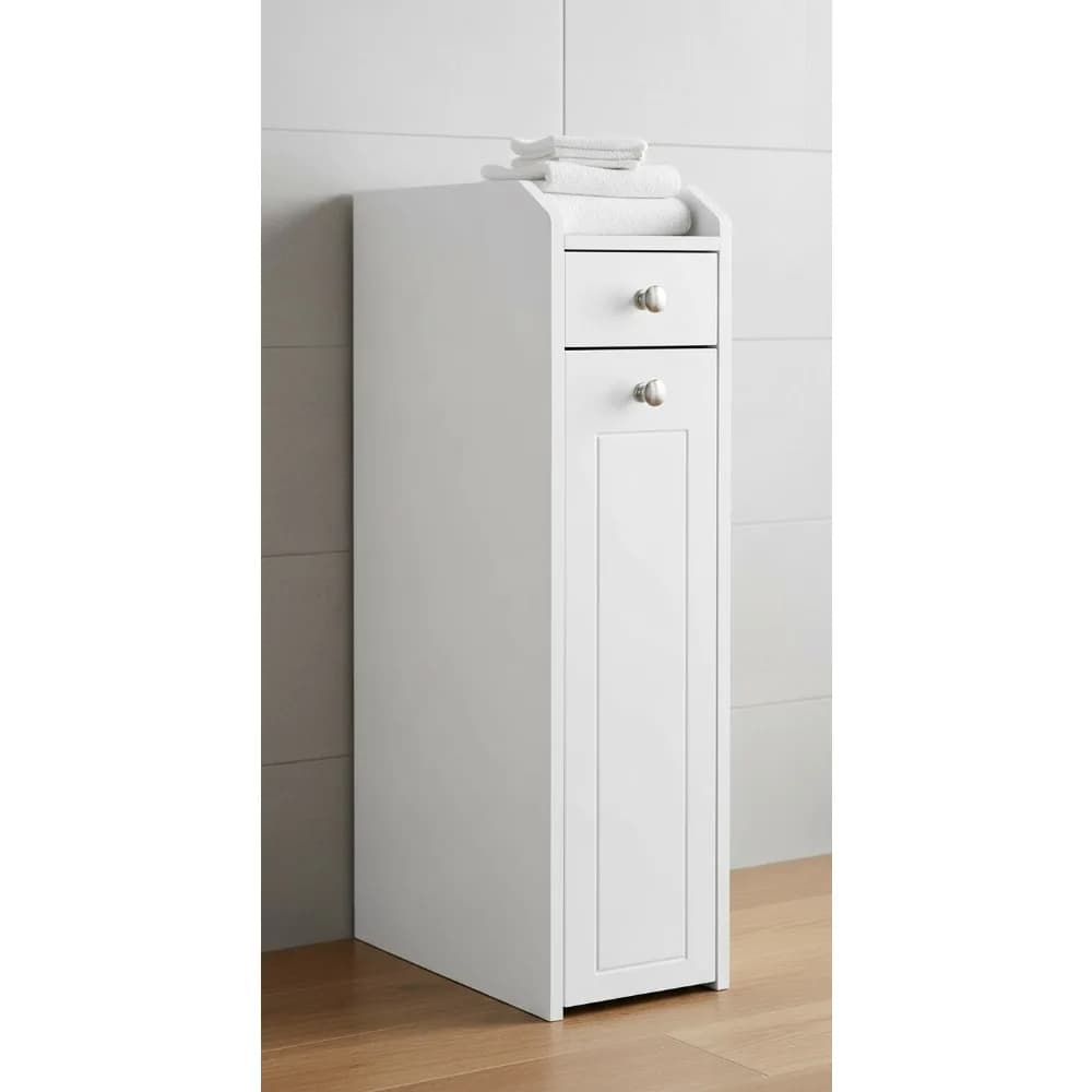 Armadietto portaoggetti sottile con cassetti scorrevoli, organizer stretto per angolo cucina bagno, porta carta igienica indipendente