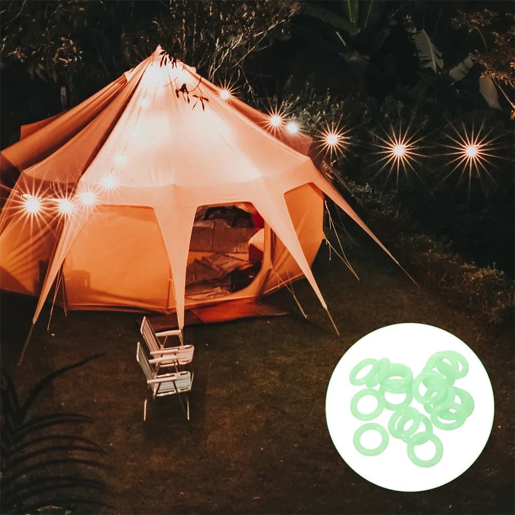 200 Pieces Fluorescent Rings for Curtains Lighting at the Leather, Soft Silicone Camping Accessories, Rings for Outer Phones for Night