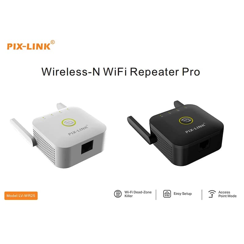 PIX-LINK WR25 N300 Ripetitore WiFi 300Mbps 2.4GHz 2 Antenne Esterne Modalità 3 in 1 Router/Ripetitore/AP Configurazione Facile WPS