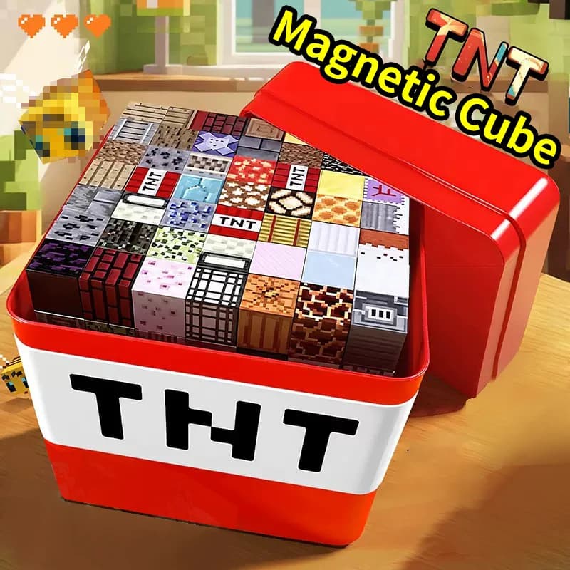 Set di scatole portaoggetti per giocattoli con blocchi magnetici Giocattoli di assemblaggio fai-da-te per bambini Blocchi da gioco da tavolo Regalo di Natale per il Giorno del Ringraziamento
