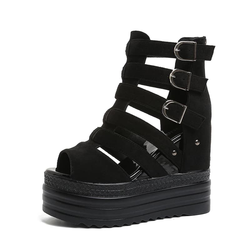8CM Designer Donna Sandali estivi in pelle Open Toe Platform Sneakers con zeppa Nuove donne Scarpe casual Sandali da spiaggia Das Mulheres