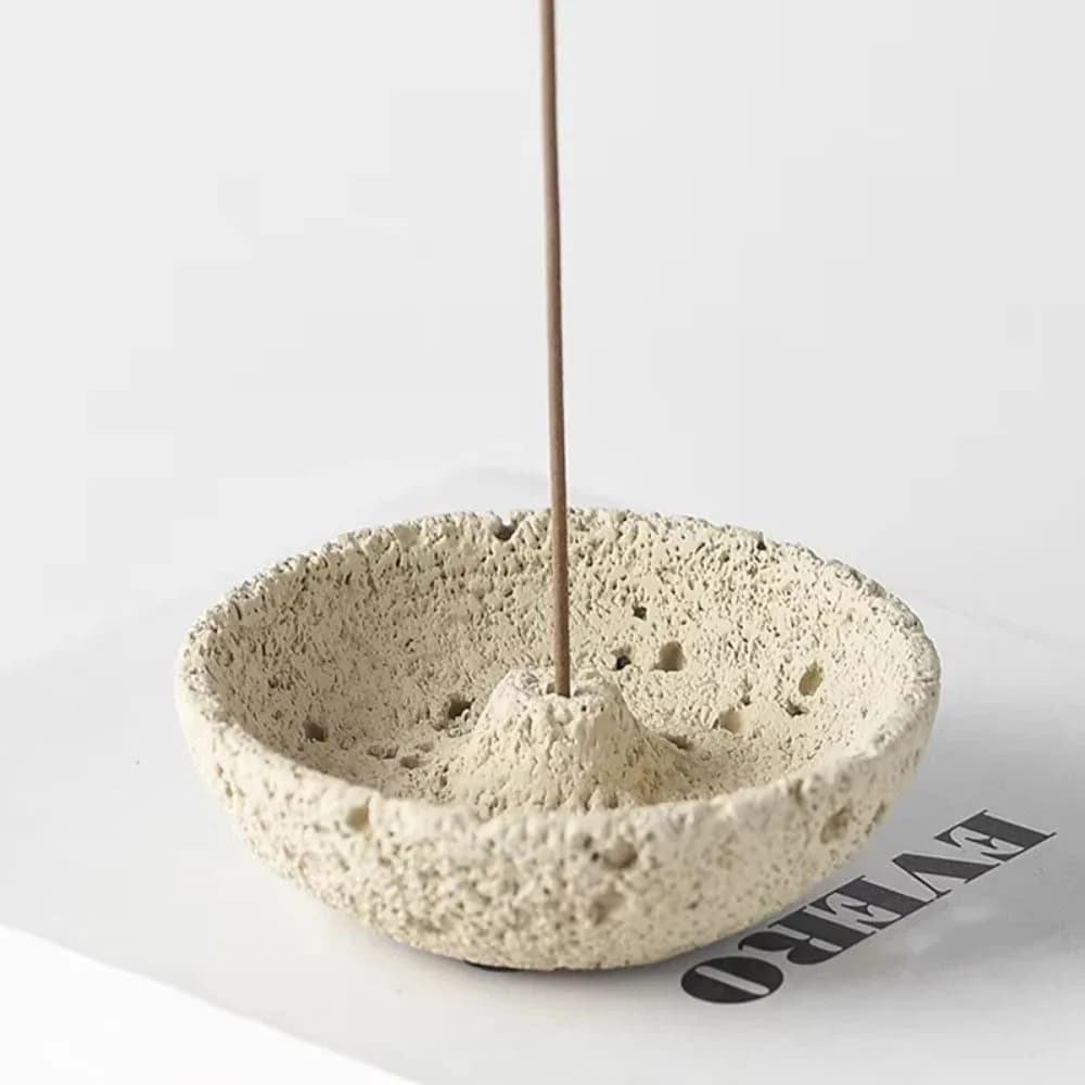 Bruciatore di Incenso in Cemento Stile Planetario, Supporto per Bastoncini d'Incenso con Texture in Cemento, Vassoio Decorativo per Bruciare Incenso