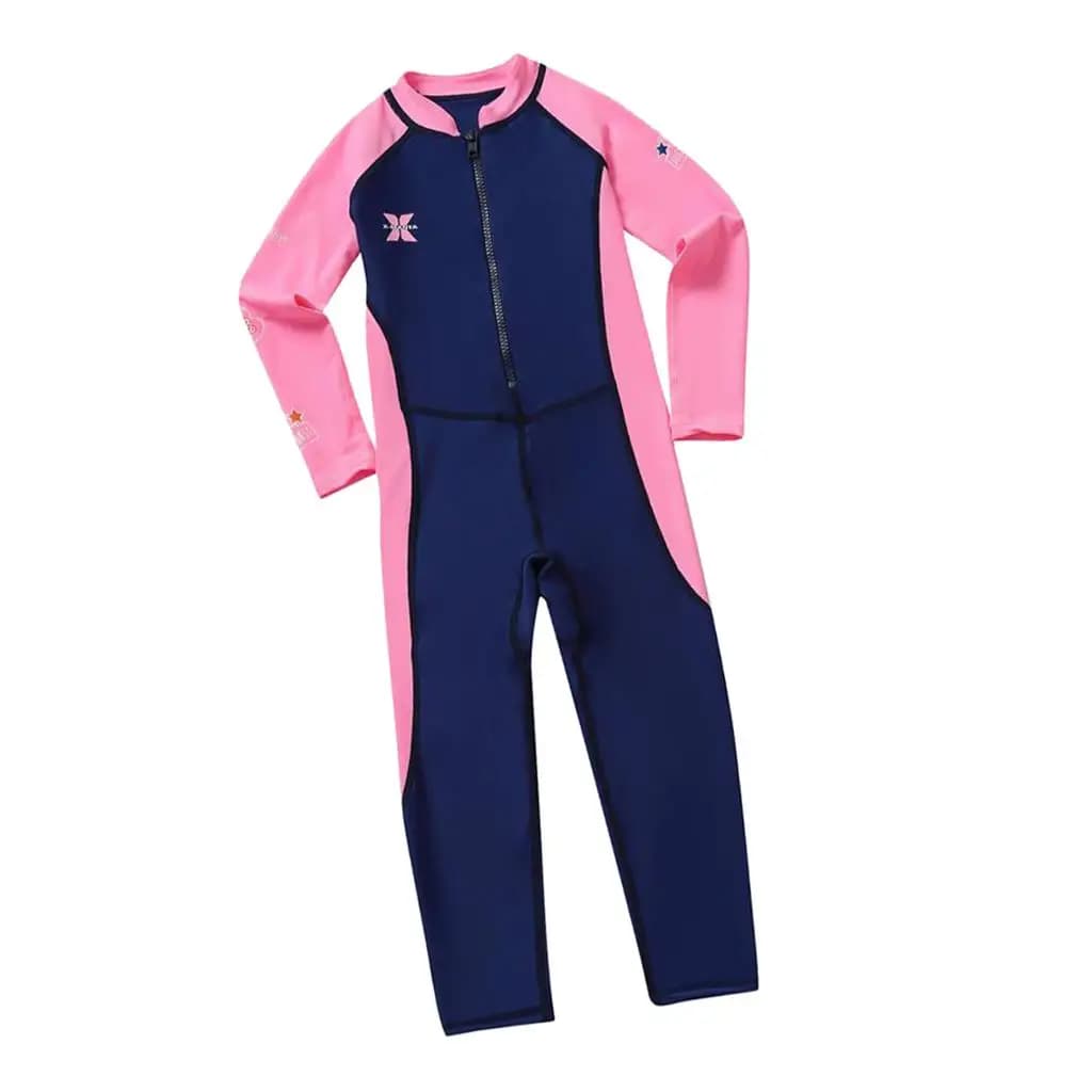 Kids Full Body Swimsuit Nylon Stretch Wetsuit Zip Front Swimwear for Beach Surf Water Sports