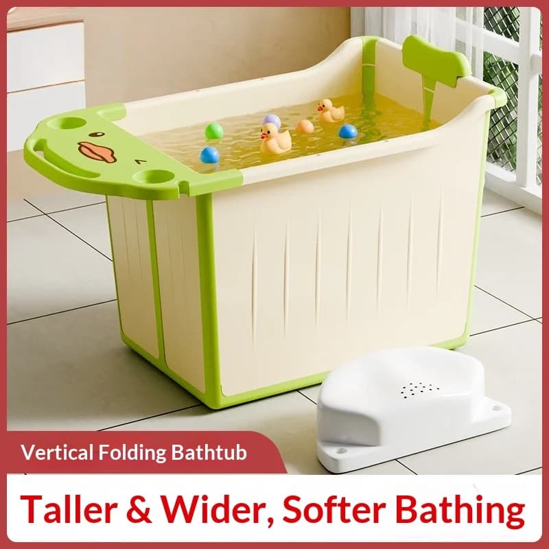 Vasca da Bagno Pieghevole Portatile per Neonati e Bambini, Grande e Rinforzata, per Spa Domestica, Senza Montaggio, Compatta e Richiudibile