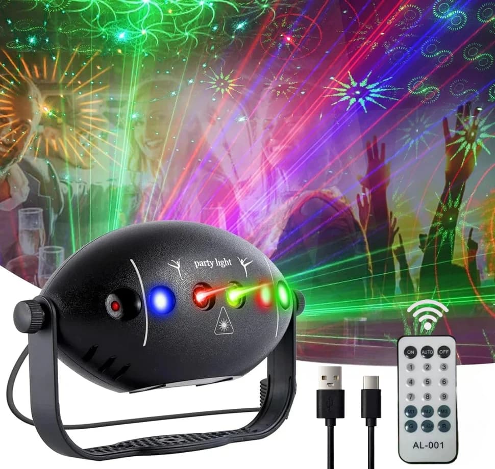 Proiettore Luci Disco a 72 Motivi, Luce da Palcoscenico, Luce per DJ, Luce Stroboscopica per Feste, Club, Casa, Decorazioni per Feste e Vacanze