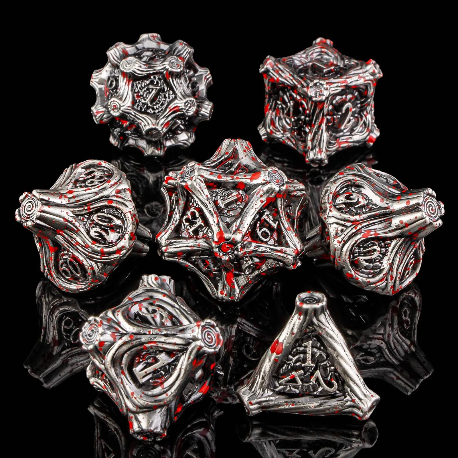 Set di Dadi in Metallo per DND, Design a Goccia di Sangue, Set di Dadi Poliedrici per Dungeons & Dragons, Regalo per Giochi da Tavolo