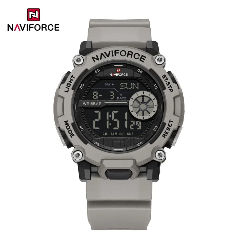 Nuovo Orologio Sportivo Casual NAVIFORCE da Uomo, Impermeabile 5ATM, Display LCD, Cinturino in TPU, Antiurto, Luminoso, Cassa Rotonda