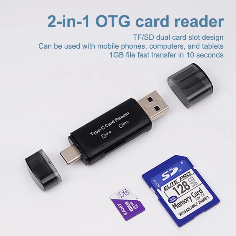 Dual USB Type-C TF Card Reader High Speed OTG Adapter For Laptop Tablet Mobile Phones