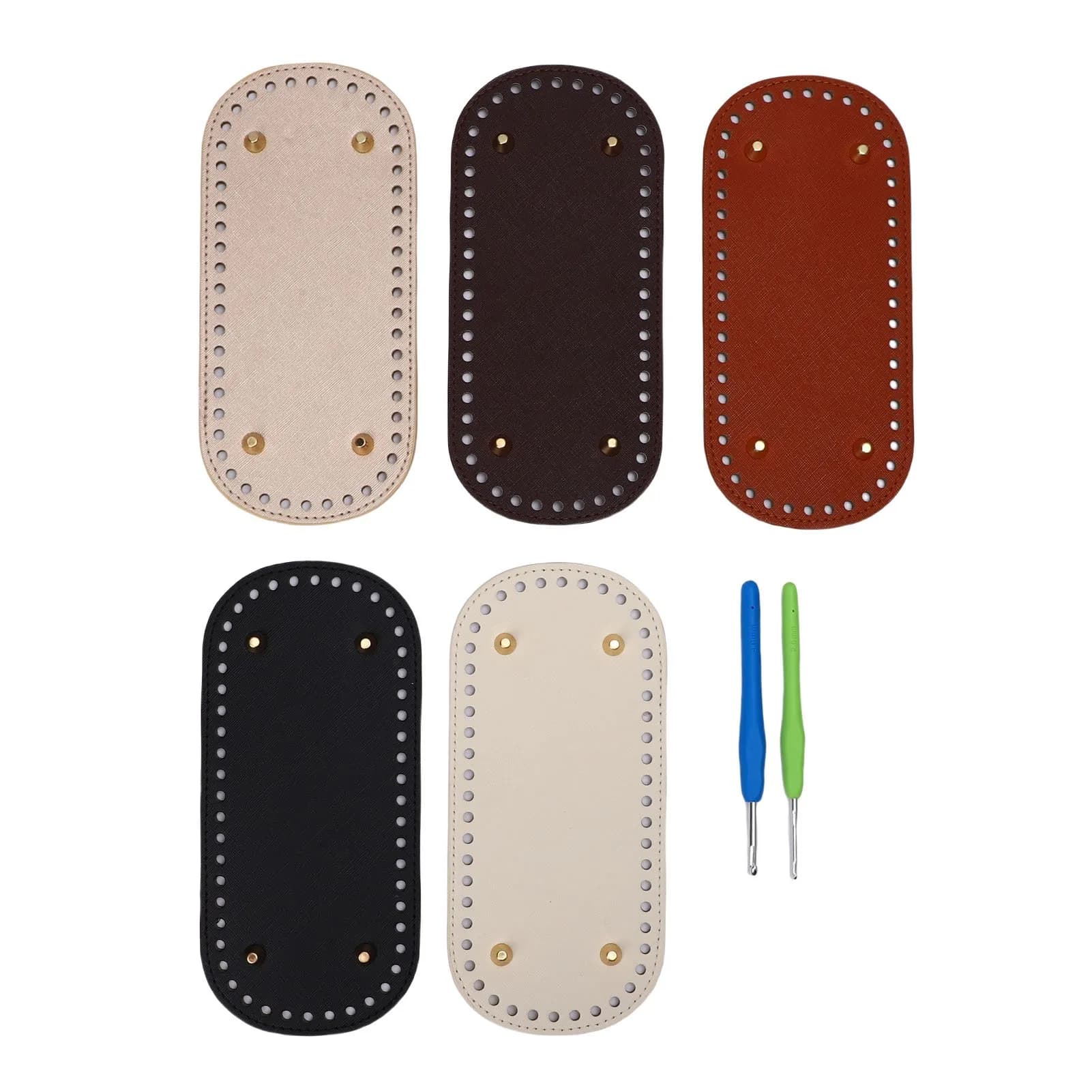 5PCS Purse Bottoms for Crochet PU Leather Bag Base with 2 Crochet Hooks for DIY Knitting Bag Handbag Making