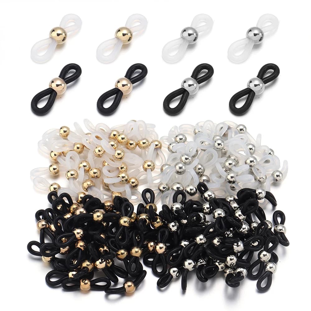 50 pz/lotto catena per occhiali estremità regolabile in silicone a molla connettore per occhiali da sole porta cavo cinturino anello collana catena