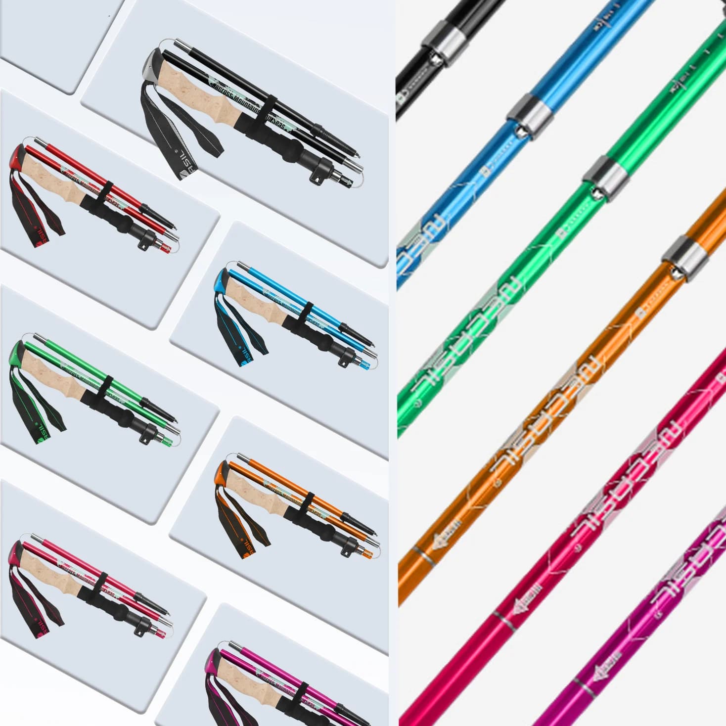 Collapsible Hiking Stick-Lightweight,Foldable Retractable Trekking Poles with Adjustable Heights-Walking Backpacking,Camping