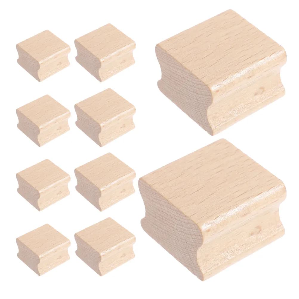 10 Pezzi Blocchi per Timbri in Legno di Faggio Scanalati, Superficie Liscia e Lucida, per Fai da Te, Scrapbooking, Cardmaking e Sigillatura