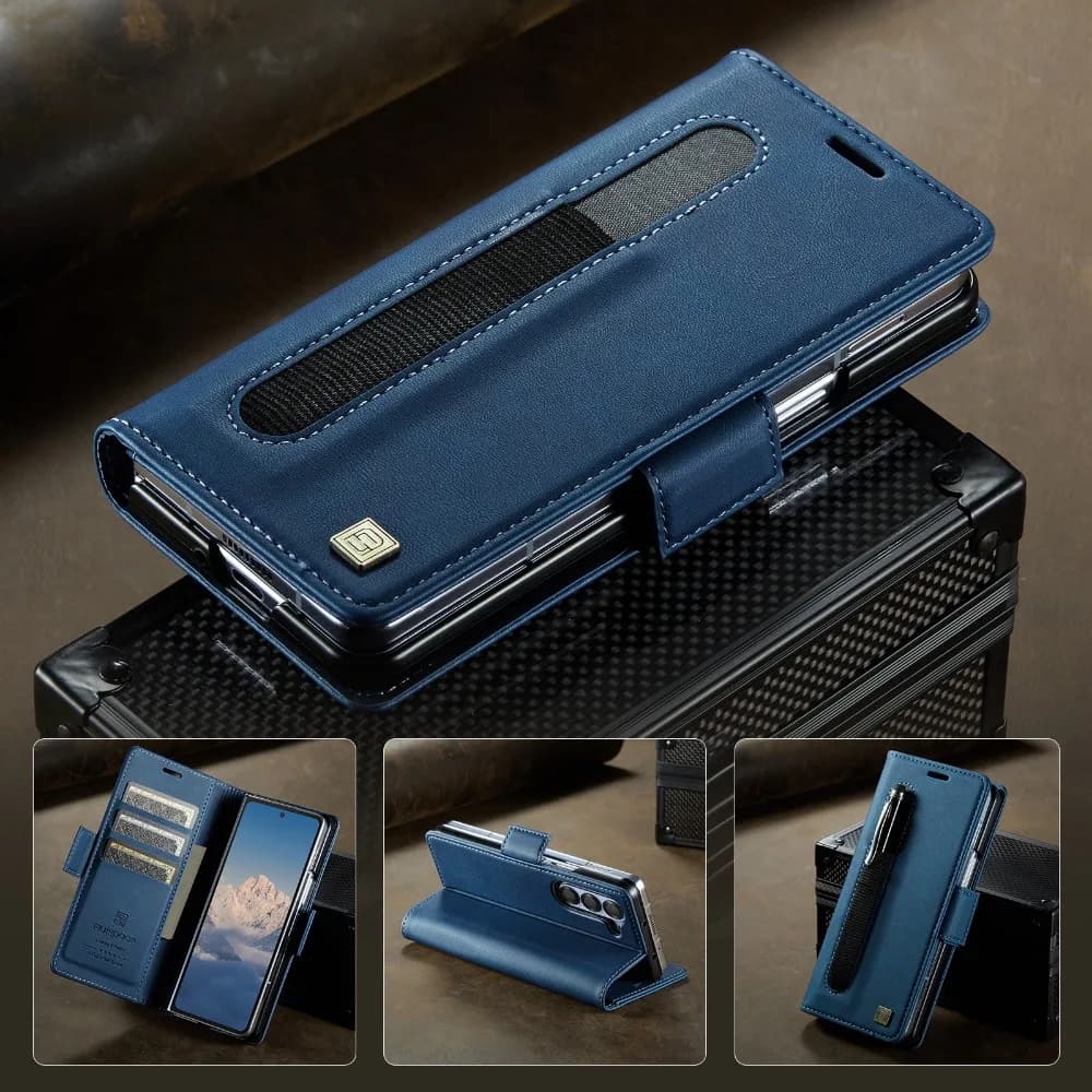 Custodia per telefono a portafoglio in pelle con portapenne per Samsung Galaxy Z Fold 6 5 Fold6 Fold5 5G RFID Blocco Crad Slot Holder Cover