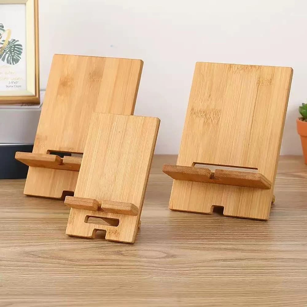 Solid Wood Mobile Phone Rack Desktop Wooden Tablet Bamboo Phone Stand Use for Home Office Lazy Multi-Functional Charging Stand