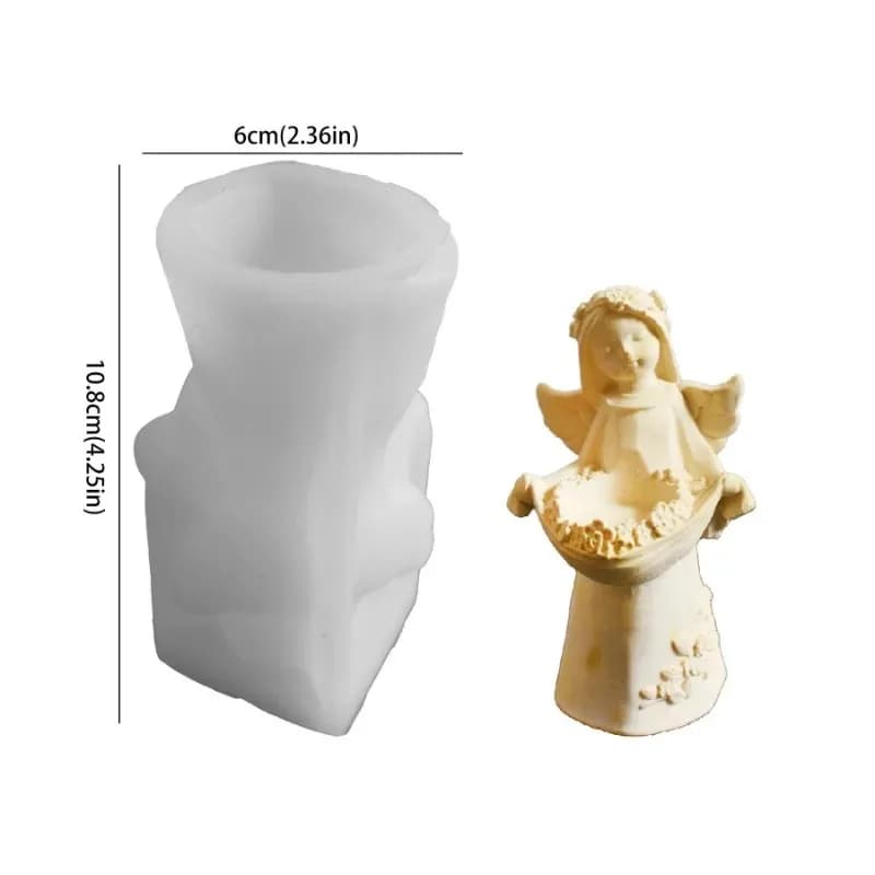 Resin Silicone Mold Suitable for DIY Crafts - Winged Angel & Floral Candle Holders, Plaster Planter Molds with Delicate Portrait
