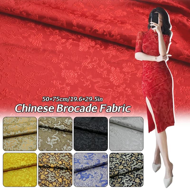 Tessuto di seta satinata Broccato Jacquard Tessuti modello drago per cucire borse Cheongsam Hanfu Abbigliamento da palcoscenico Materiale patchwork fai da te
