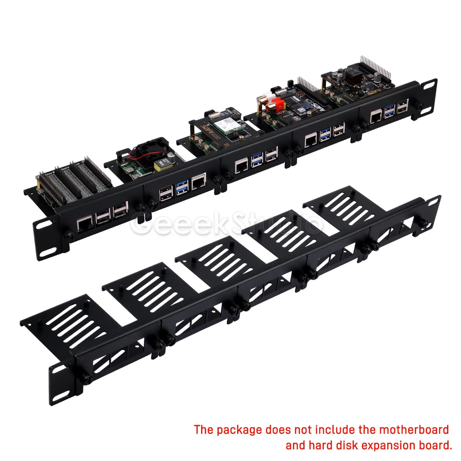 1U rack support for Raspberry Pi 5/4B/3B+ 19 inch removable steel bracket 5 slot