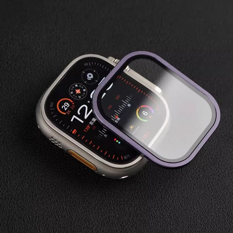 Tempered Glass for Apple Watch Ultra 49mm Metal Frame Titanium Anti-scratch Film for Ultra 2 Series Screen Protector Accessories