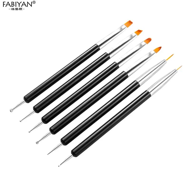 Set di 6 Pennelli per Nail Art, Penne per Dotting, Pennelli per Gel UV, Set per Pittura Fai-da-Te, Penne per Design con Gel Acrilico e Smalto UV, Strumenti per Manicure