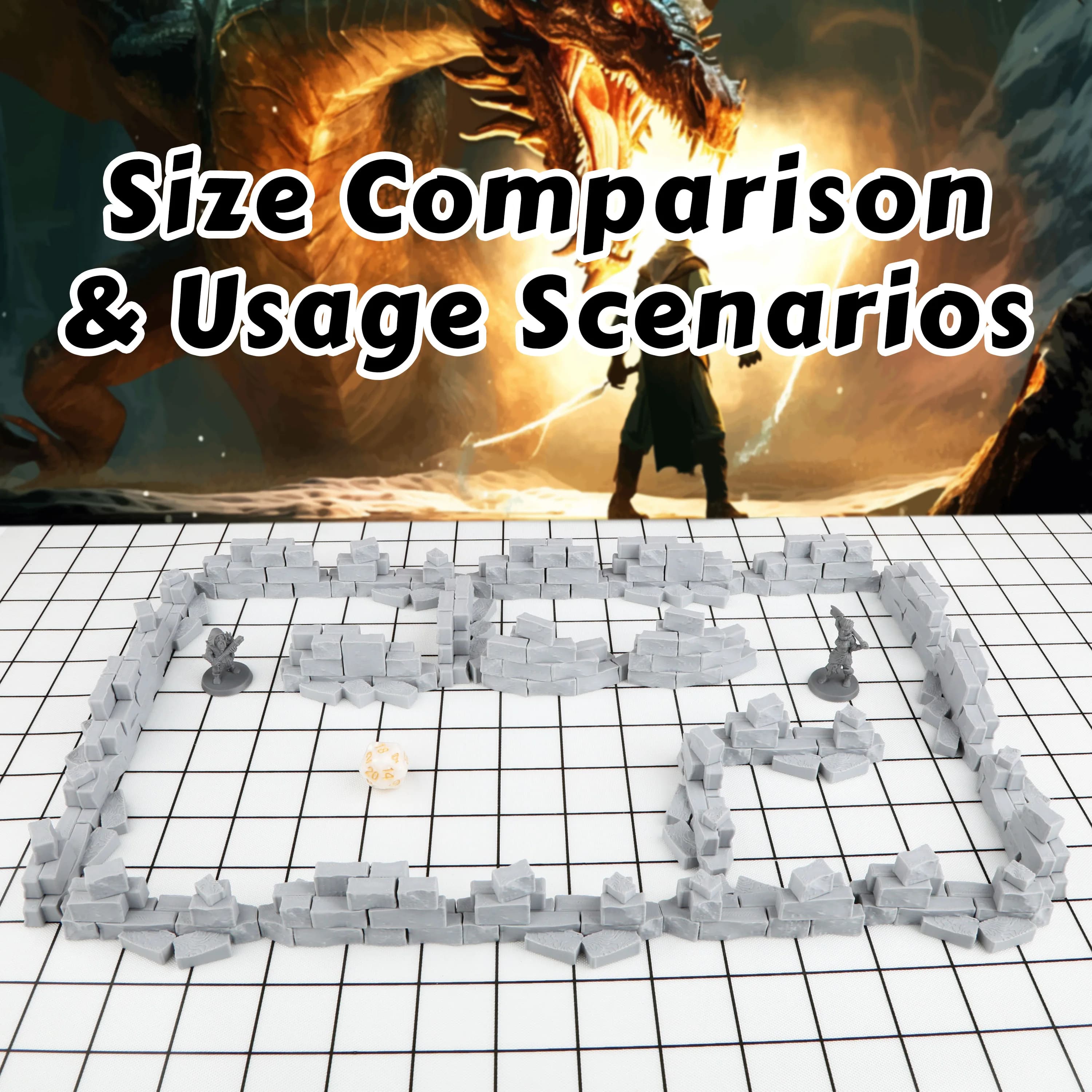 22Pcs Modular Ruin Terrain - 28mm Miniature Terrain Scene Building Accessories for Tabletop RPG Role Playing Board Games