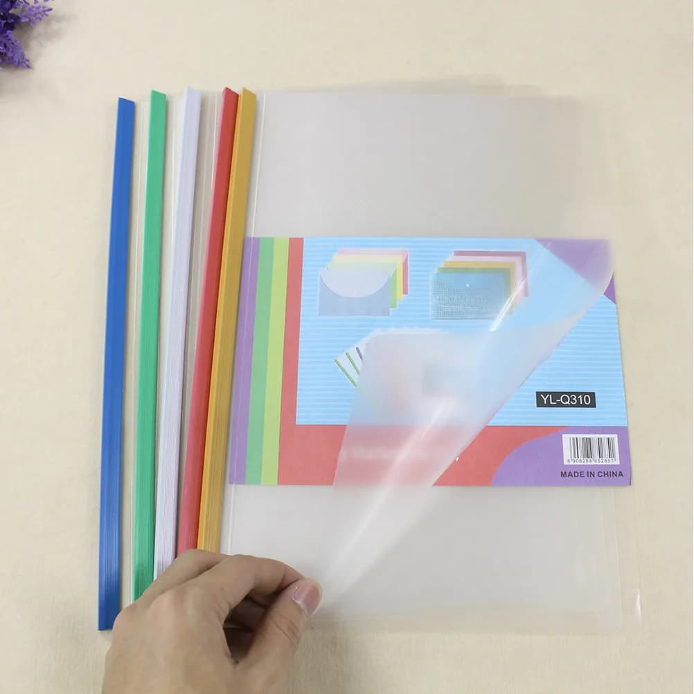 10 Pezzi Raccoglitore in Plastica Trasparente con Barra Scorrevole, Portadocumenti A4, Organizzatore per Documenti, Copertina per Archiviazione Carta per Ufficio