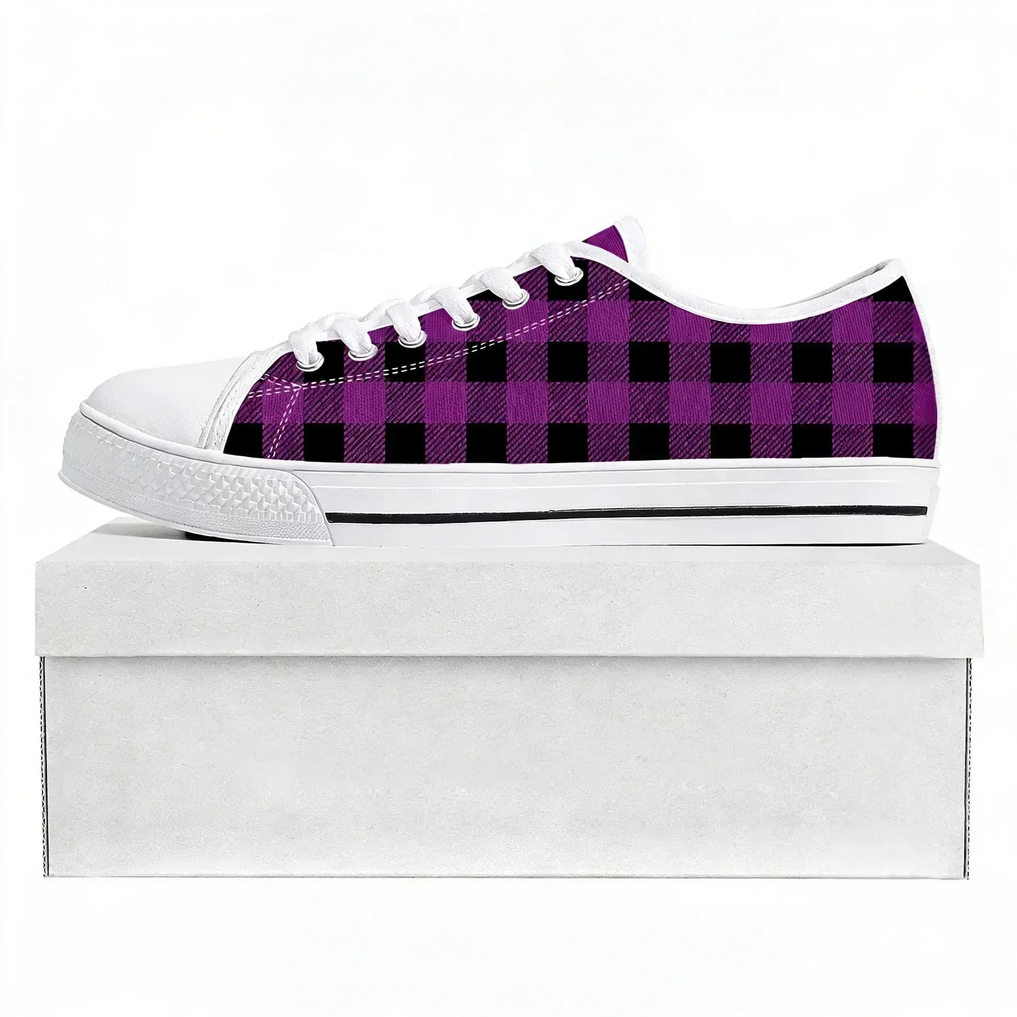 Sneakers Basse con Motivo Buffalo Plaid da Uomo e Donna, Scarpe Casual in Tela per Coppia, Scarpe Personalizzate