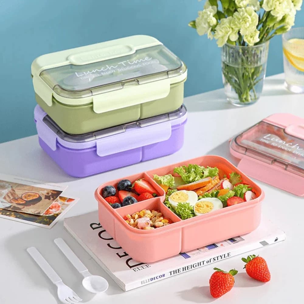 Contenitore per Pranzo Bento Multi-Scomparto, Resistente e Facile da Pulire, con Coperchio Trasparente, Portatile e a Prova di Perdite, per Preparazione Pasti