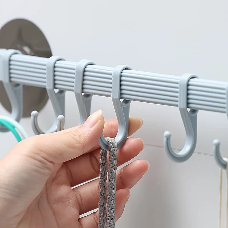 Gancio a ventosa 6 in 1 per cucina e bagno, appendiabiti angolare senza segni