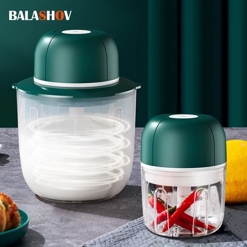 250/1000ML Portable Electric Kitchen Robot Garlic Scratch Tritacarne Frullino for eggs 2 in 1 USB Rechargeable Wireless Food Blender