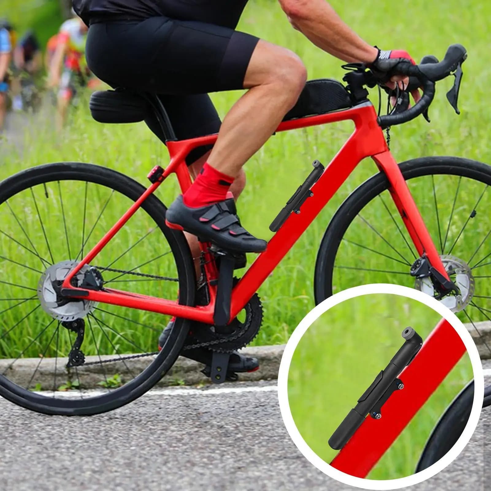 Mini pompa da bici Mini kit di gonfiaggio pneumatici per bici Accessori compatti portatili a prova di perdite per biciclette Riparazione scooter Ciclismo su strada