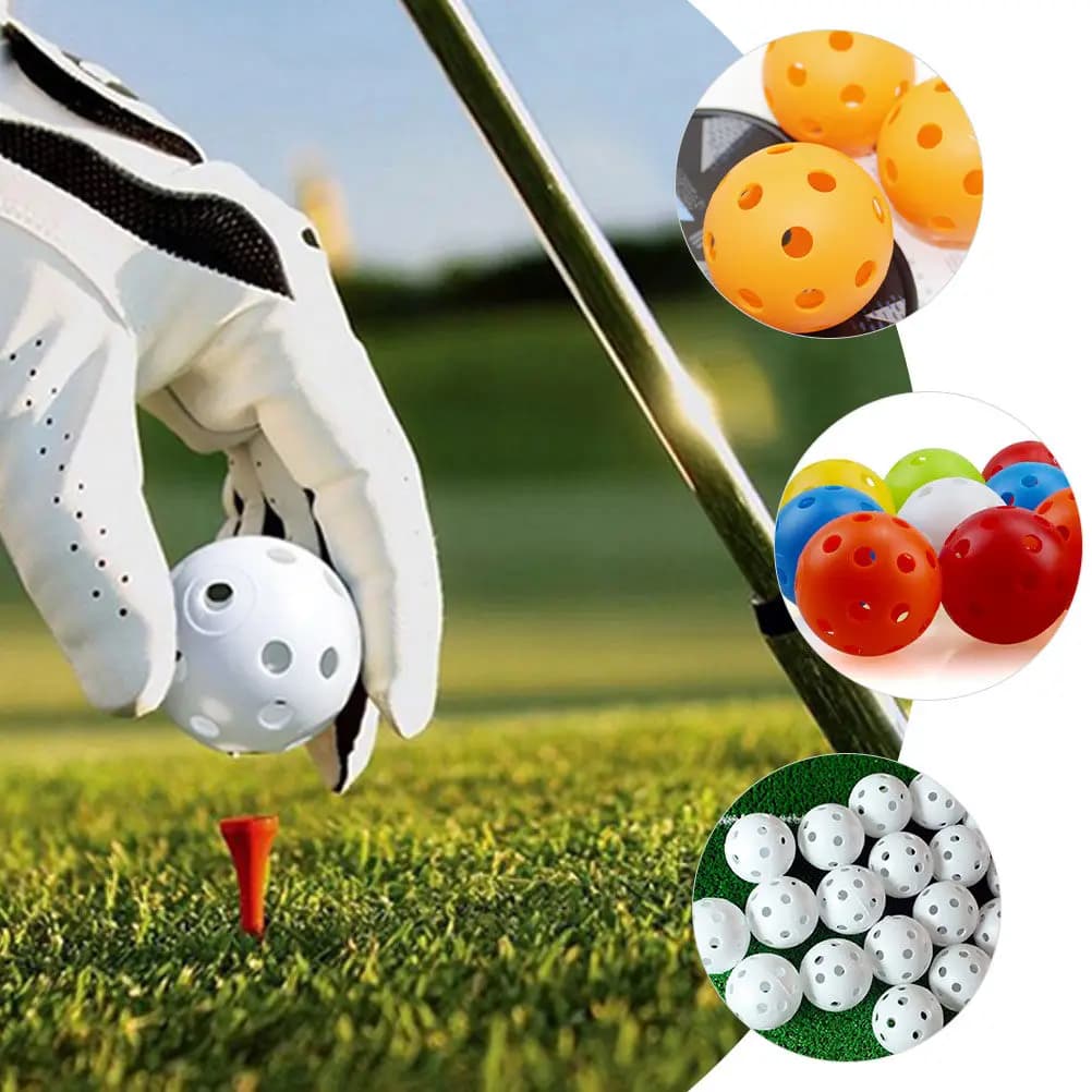 50 palline da golf per allenamento, palline da allenamento in plastica colorata con foro centrale, per uso interno ed esterno, resistenti e leggere