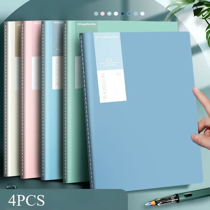 4pcs Good-Looking Morandi Car Line Notebook A5 Thickened Large Notebook,Horizontal Line Homework Notebook,Suture Notebook.