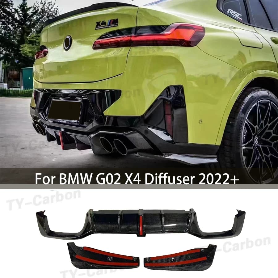 For BMW X4 G02 real carbon fiber auto bumper rear diffuser lip splitter rear Spoiler lip back bodykit bumper protection FRP 2022 +