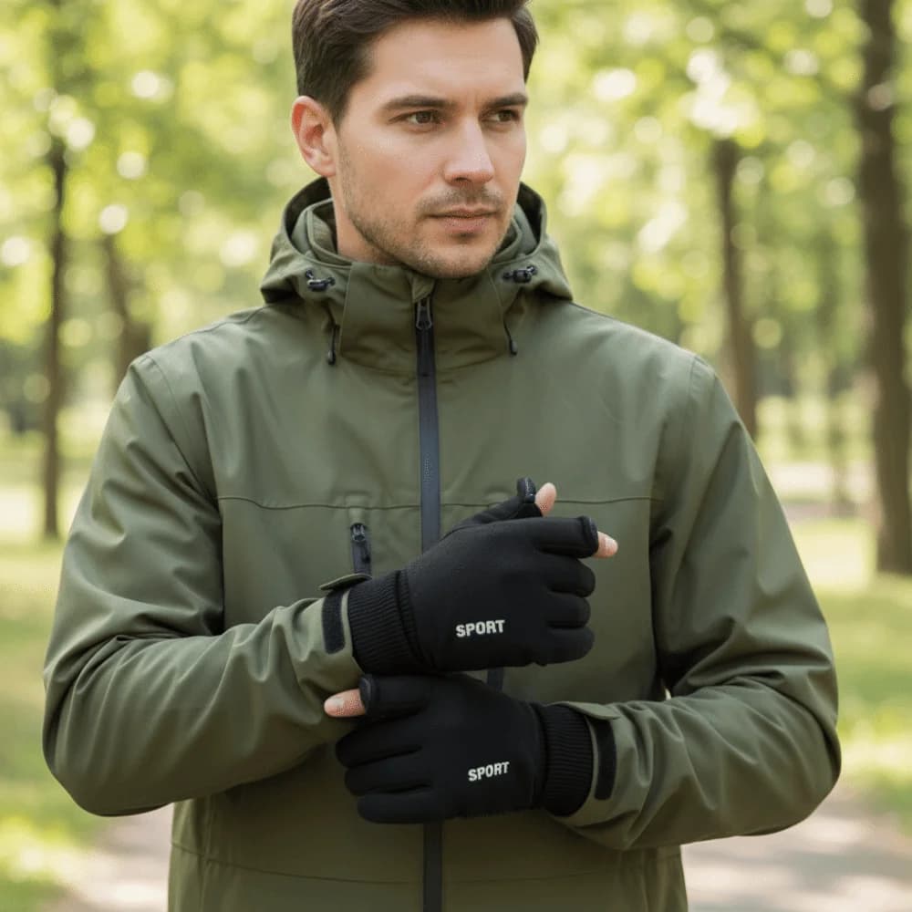 Guanti in Finta Pelle Scamosciata con Touchscreen, Guanti Invernali Imbottiti per Uomo, Colore Unico, Antiscivolo, Dita Intere