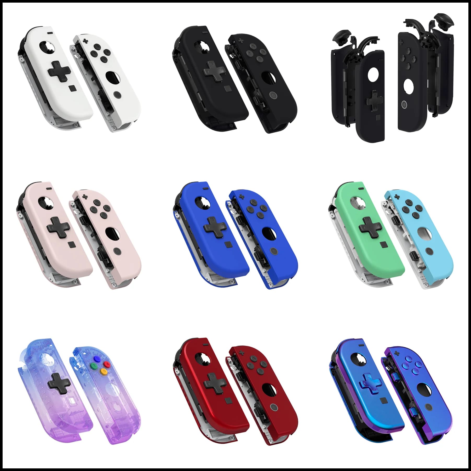 Custodia sostitutiva per controller eXtremeRate (versione D-Pad) con pulsanti di impostazione completa per JoyCon NS Switch e JoyCon OLED